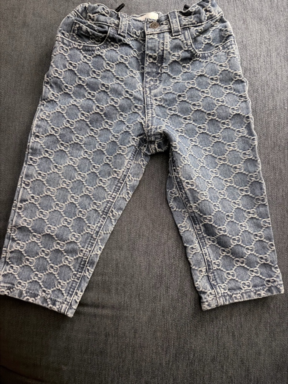 Gucci Light Blue Logo-Print Kids Jeans